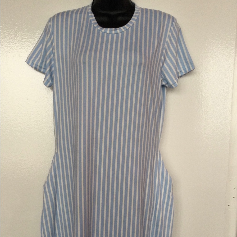 Blue and White Striped Dress